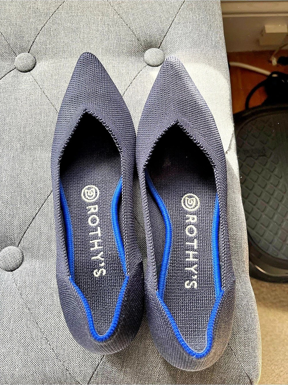 Rothy's The Point Blue & Black Flats